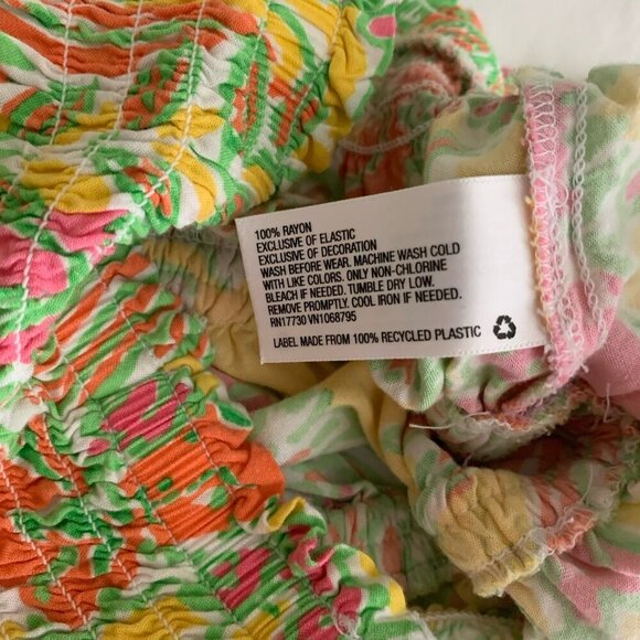 Lilly Pulitzer Jumpsuit Romper Girls’s Size 6 Yellow Floral Tropical Sleeveless - Picture 9 of 9